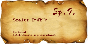 Szeitz Irén névjegykártya
